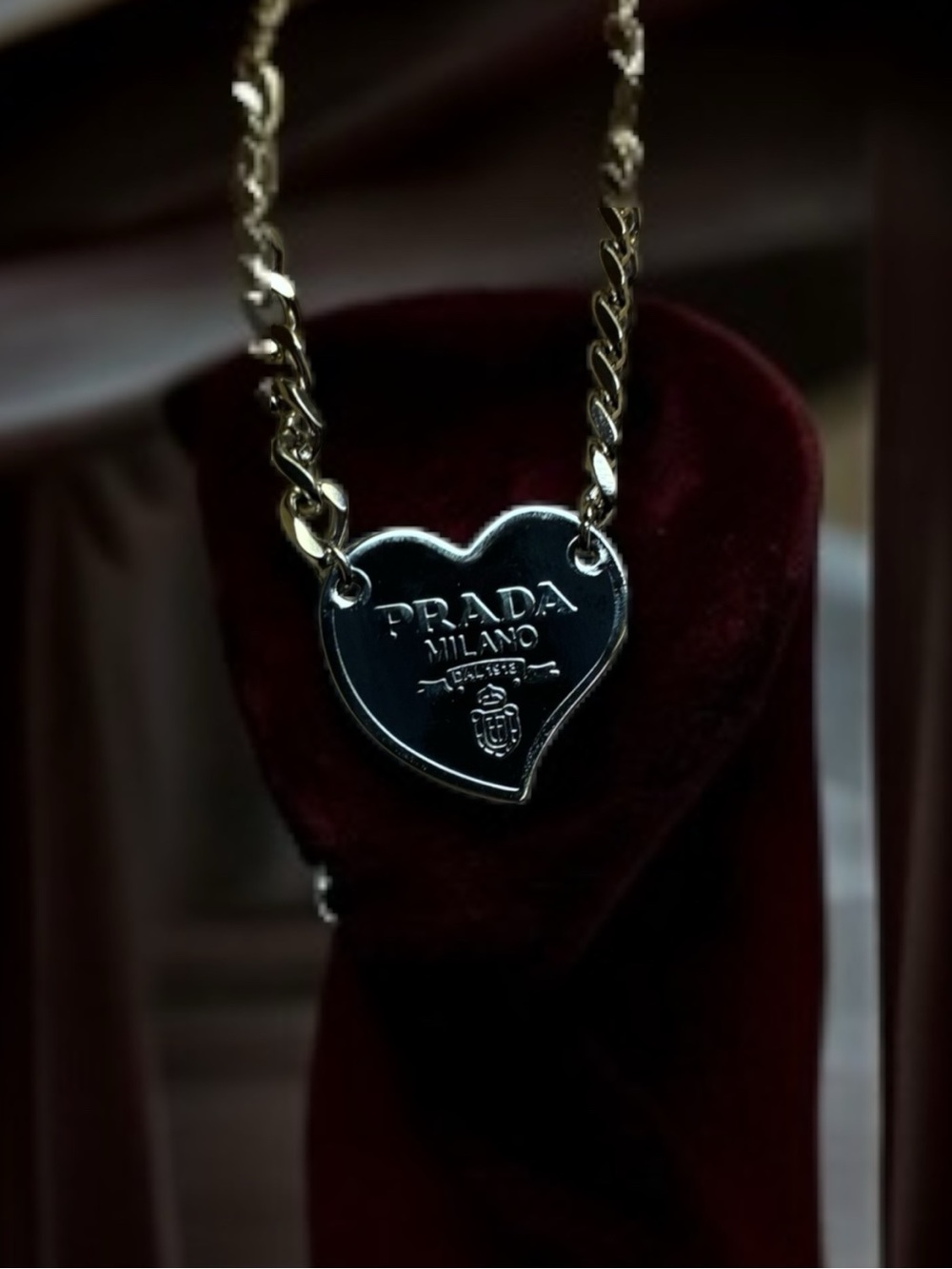 Rare Heart Shaped Prada necklace 14inches